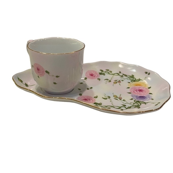 Rose Candy Collection by Lissi Kaplan Porcelain Tea Cup & Snack/Sandwich Plate - Picture 5 of 11